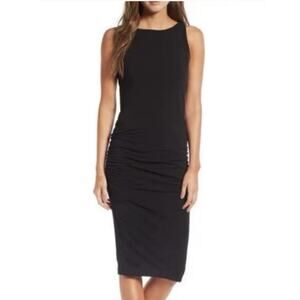 Standard James Perse Bodycon Midi Dress Sz 3 US L Black Boat Neck Sleeveless